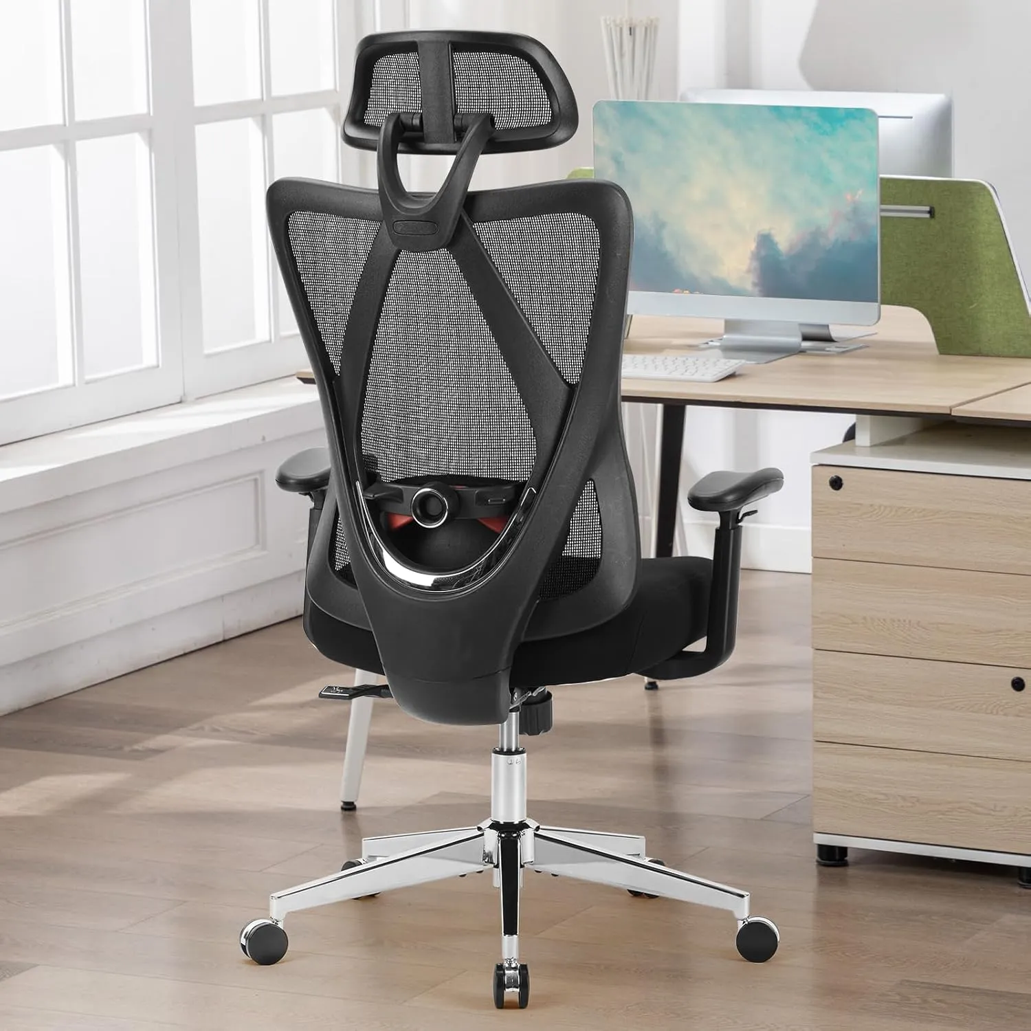 Home Office Desk Chair,2D Armrest Adjustable Lumbar Support & Headrest,Ergonomic High Back Rolling Work Swivel Computer Chairs with Wheels,135°Tilt Function