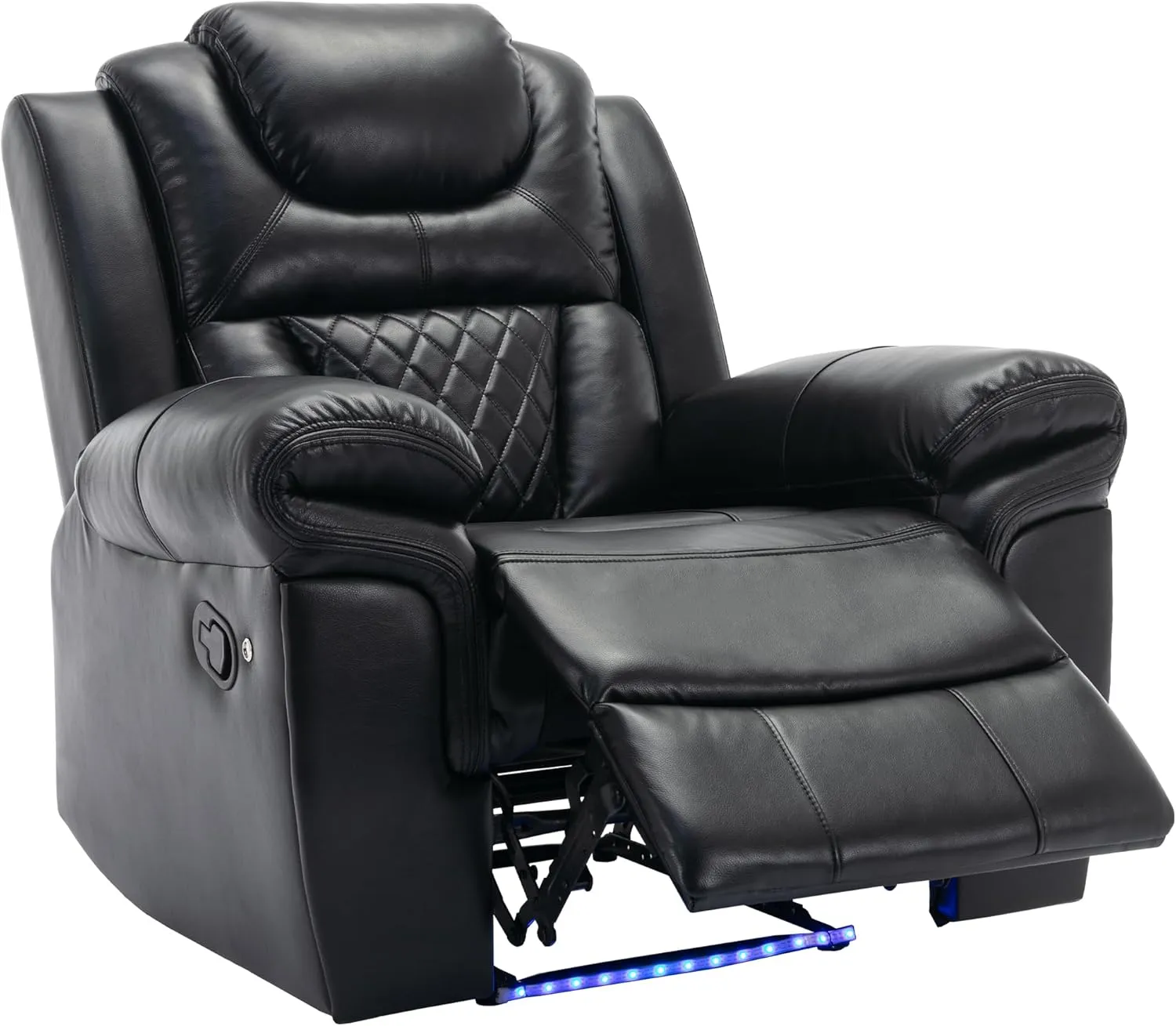 Home Theater Seating Manual Recliner Chair with LED Light Strip for Living Room,Bedroom, Black
