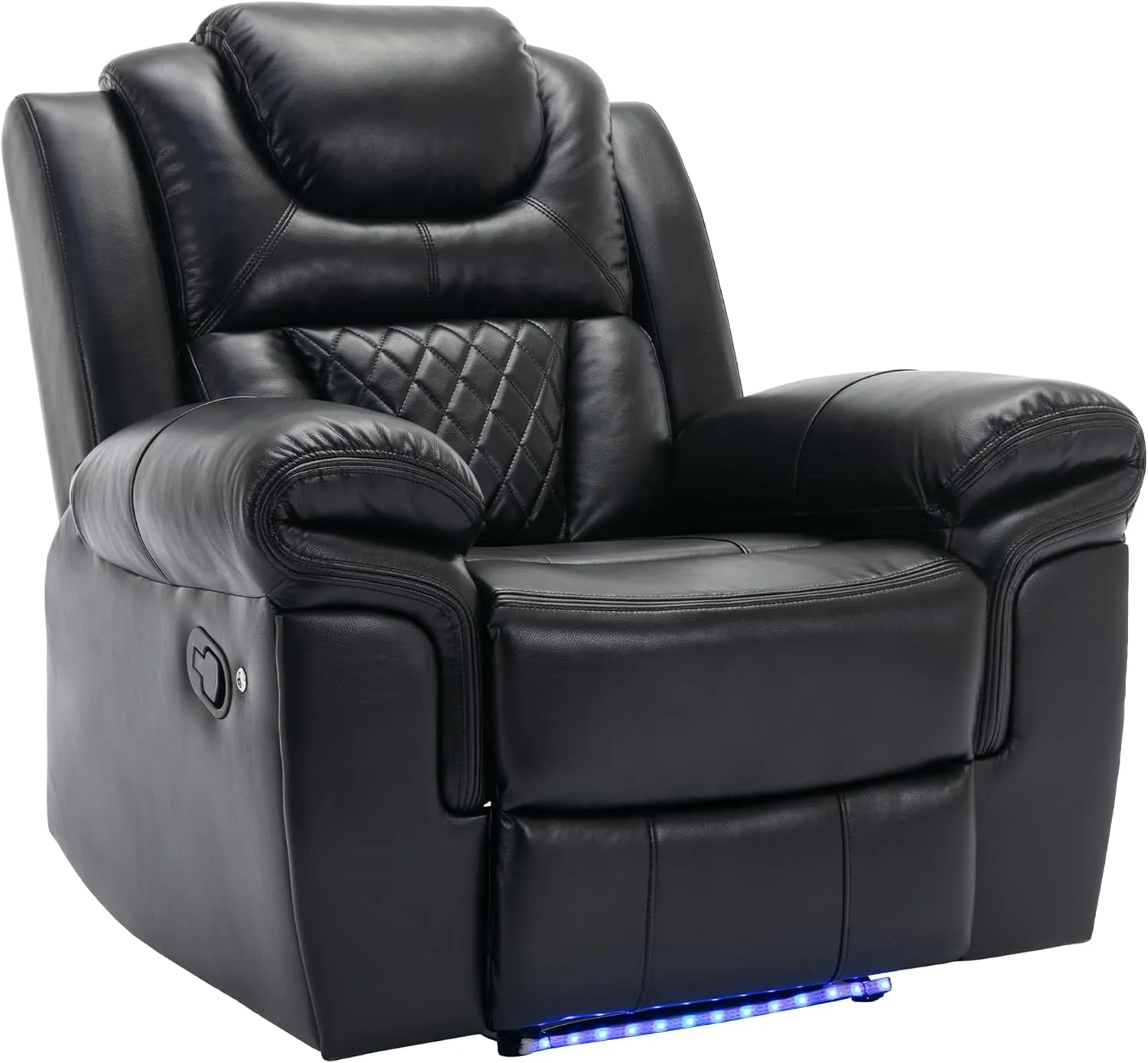 Home Theater Seating Manual Recliner Chair with LED Light Strip for Living Room,Bedroom, Black