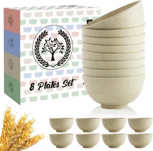 Homienly 10 OZ Dessert Bowls Wheat Straw Small Bowls Reusable Kids Bowl Mini Bowl for Ice Cream, Side Dishes, Fruit, Snack, Portion Control Unbreakable Lightweight Bowl Set, Microwave Safe (Beige)