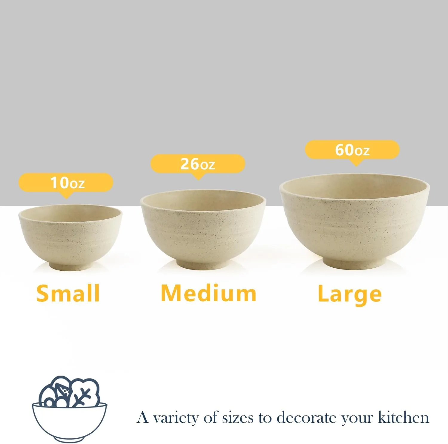 Homienly 10 OZ Dessert Bowls Wheat Straw Small Bowls Reusable Kids Bowl Mini Bowl for Ice Cream, Side Dishes, Fruit, Snack, Portion Control Unbreakable Lightweight Bowl Set, Microwave Safe (Beige)