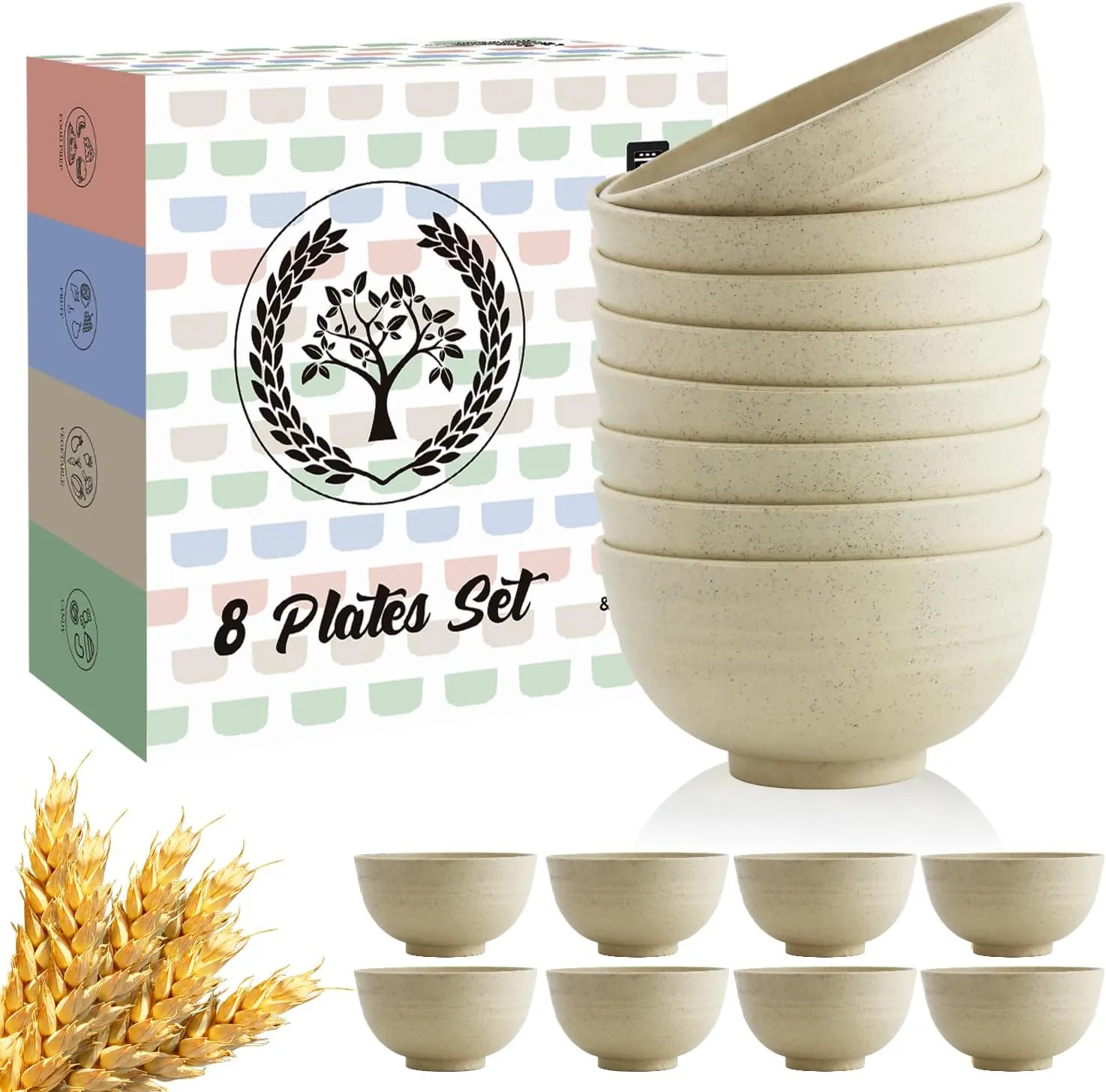 Homienly 10 OZ Dessert Bowls Wheat Straw Small Bowls Reusable Kids Bowl Mini Bowl for Ice Cream, Side Dishes, Fruit, Snack, Portion Control Unbreakable Lightweight Bowl Set, Microwave Safe (Beige)