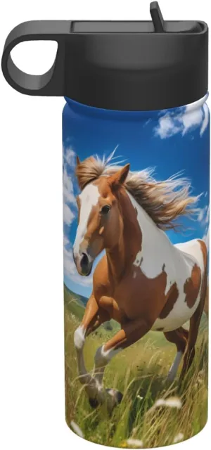 Horses on the Prairie Travel insulated water bottle (18 oz), a must-have for camping, fitness and hiking