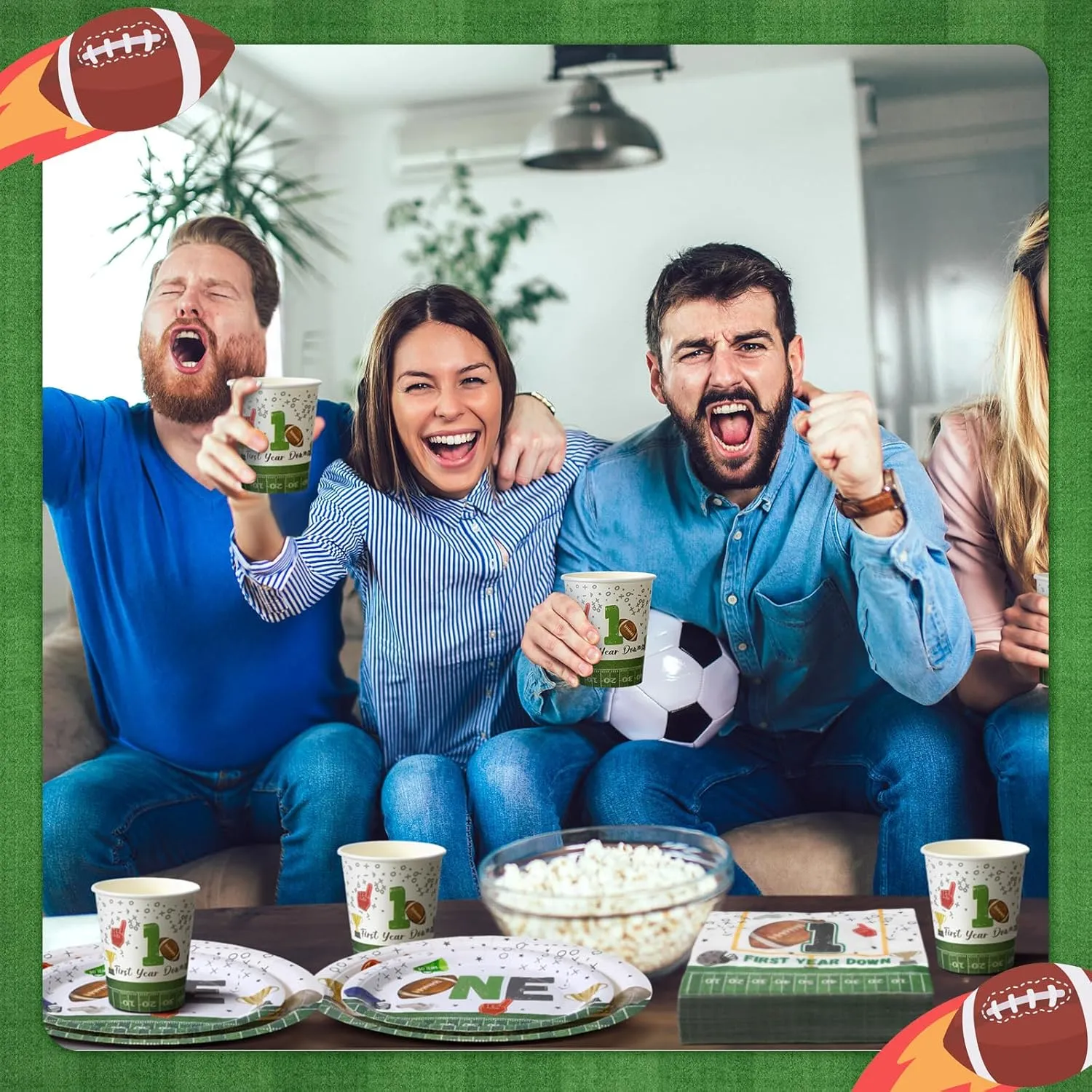Hsei 250 Pcs First Year Football Plates and Napkins Party Decorations Disposable Tableware Sets Baby Shower Birthday Party Supplies Serves 50 Guests Dinnerware Baby Bridal Shower Party Favors