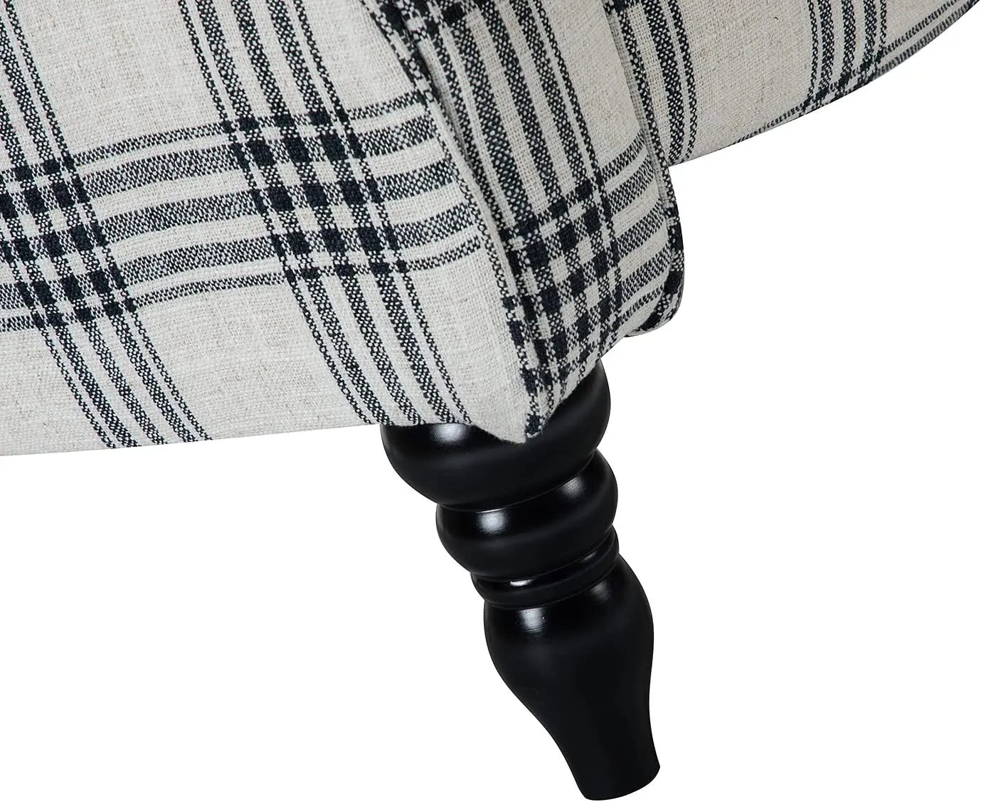 HULALA Home Upholstered Wingback Recliner Chair, Small Adjustable Footrest Push Back Single Reclining Sofa, Mid Century Modern Lounge Armchair for Living Room, Bedroom, Reading/Plaid Black