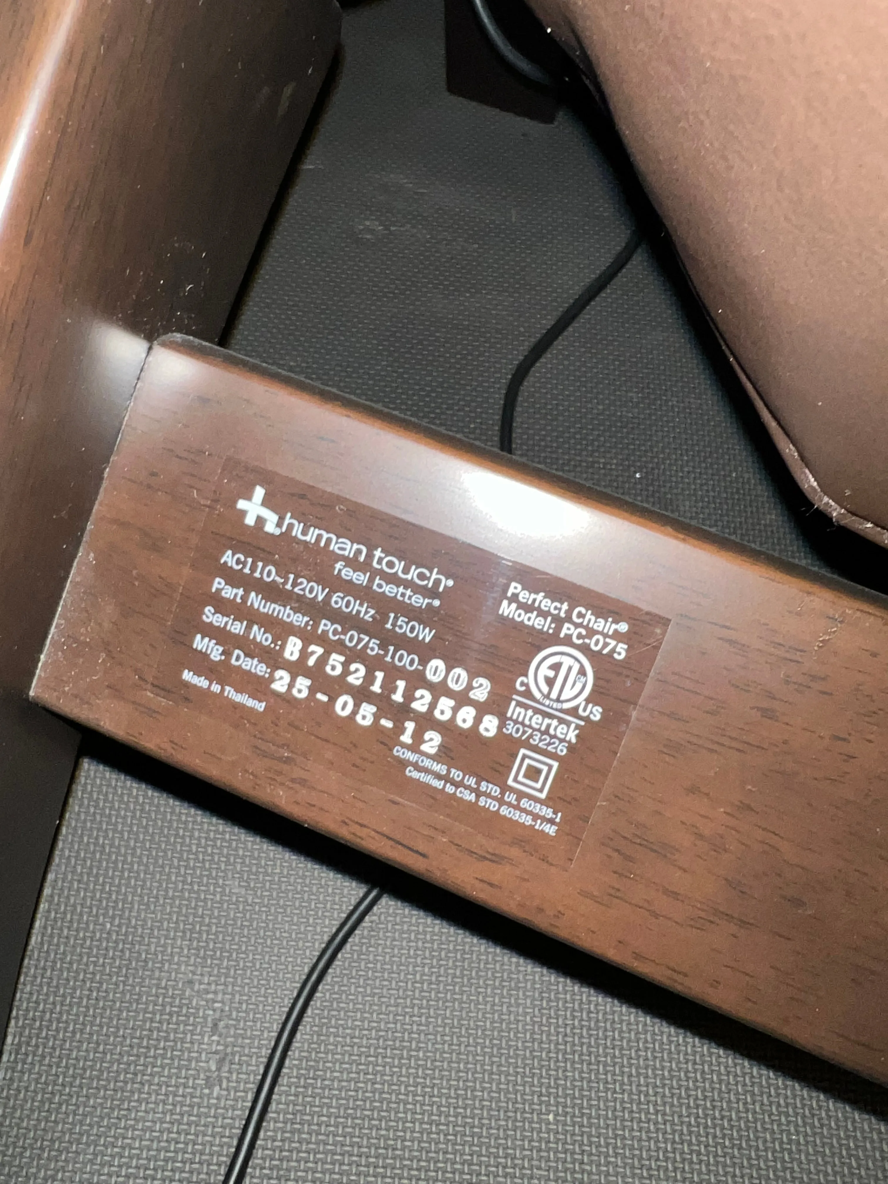Human Touch Zero Gravity Leather Perfect Chair