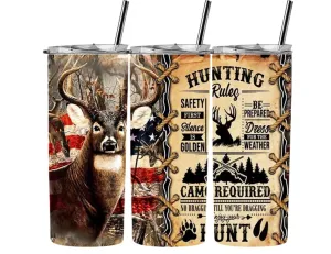 Hunting Rules 20oz Tumbler, Coffee Cup, Travel Mug, Father's Day Gift, Deer Hunting Design