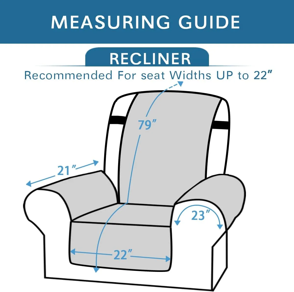 H.VERSAILTEX 100% Waterproof Recliner Chair Covers Washable Recliner Cover for Reclining Chair Non Slip Recliner Slipcovers Seat Width Up to 22" Furniture Protectors for Pets (Recliner, Brown)
