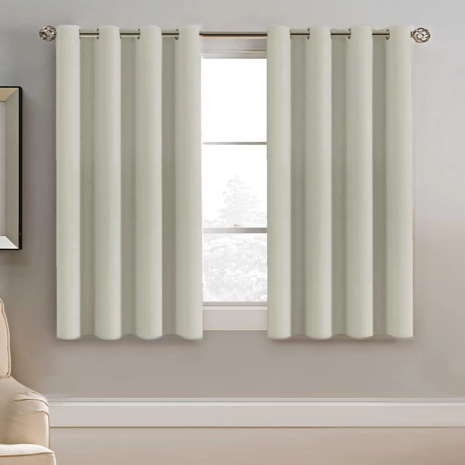 H.VERSAILTEX Blackout Curtain for Living Room Small Window Kitchen Blackout Curtains 45 inch Length Energy Saving Solid Grommet Blackout Drape, One Panel, Pale Oak, 52" W x 45" L