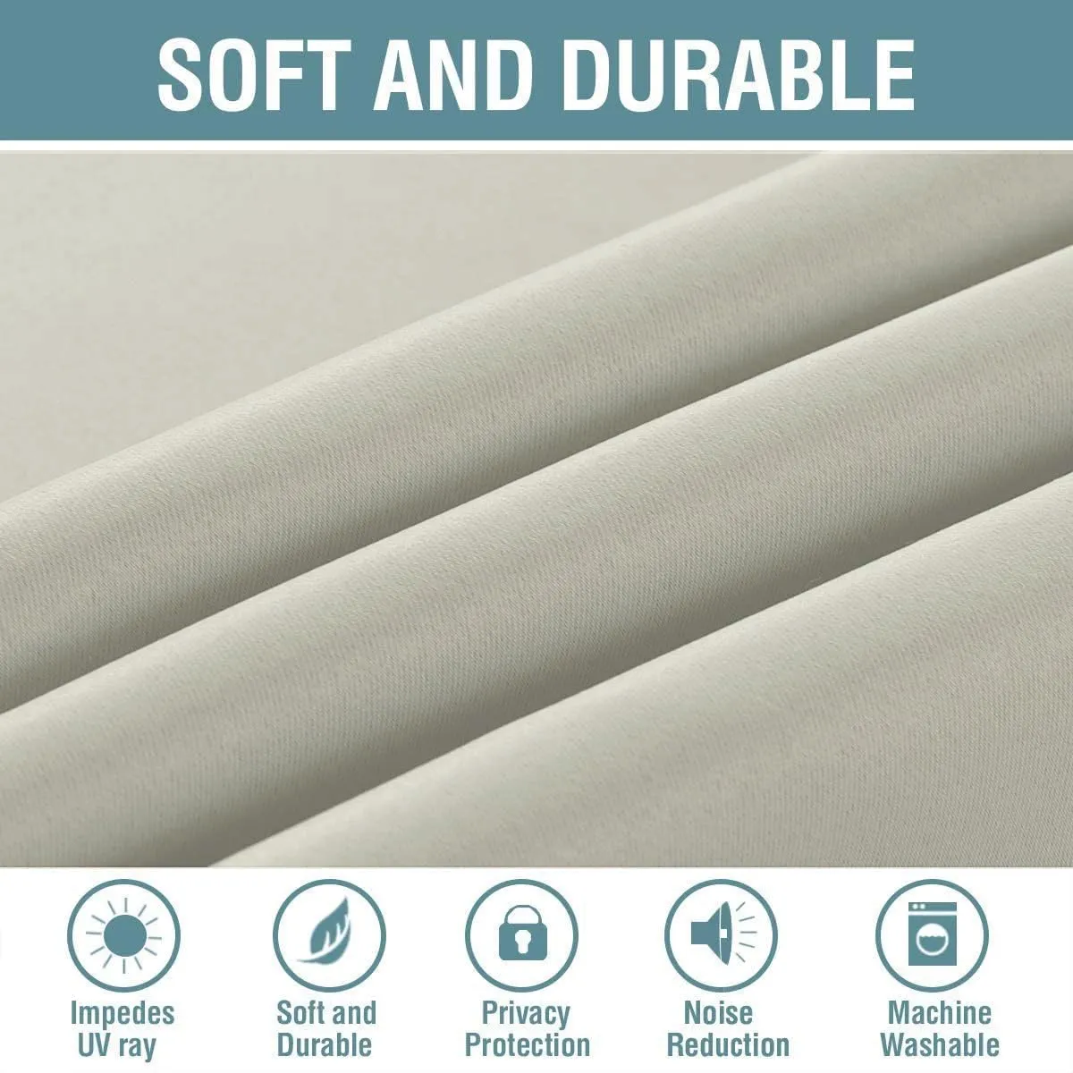 H.VERSAILTEX Blackout Curtain for Living Room Small Window Kitchen Blackout Curtains 45 inch Length Energy Saving Solid Grommet Blackout Drape, One Panel, Pale Oak, 52" W x 45" L