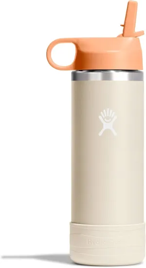 Hydro Flask Kids Water Bottle for School - Stainless Steel and Insulated with Straw Cap - 18 Oz Coconut
