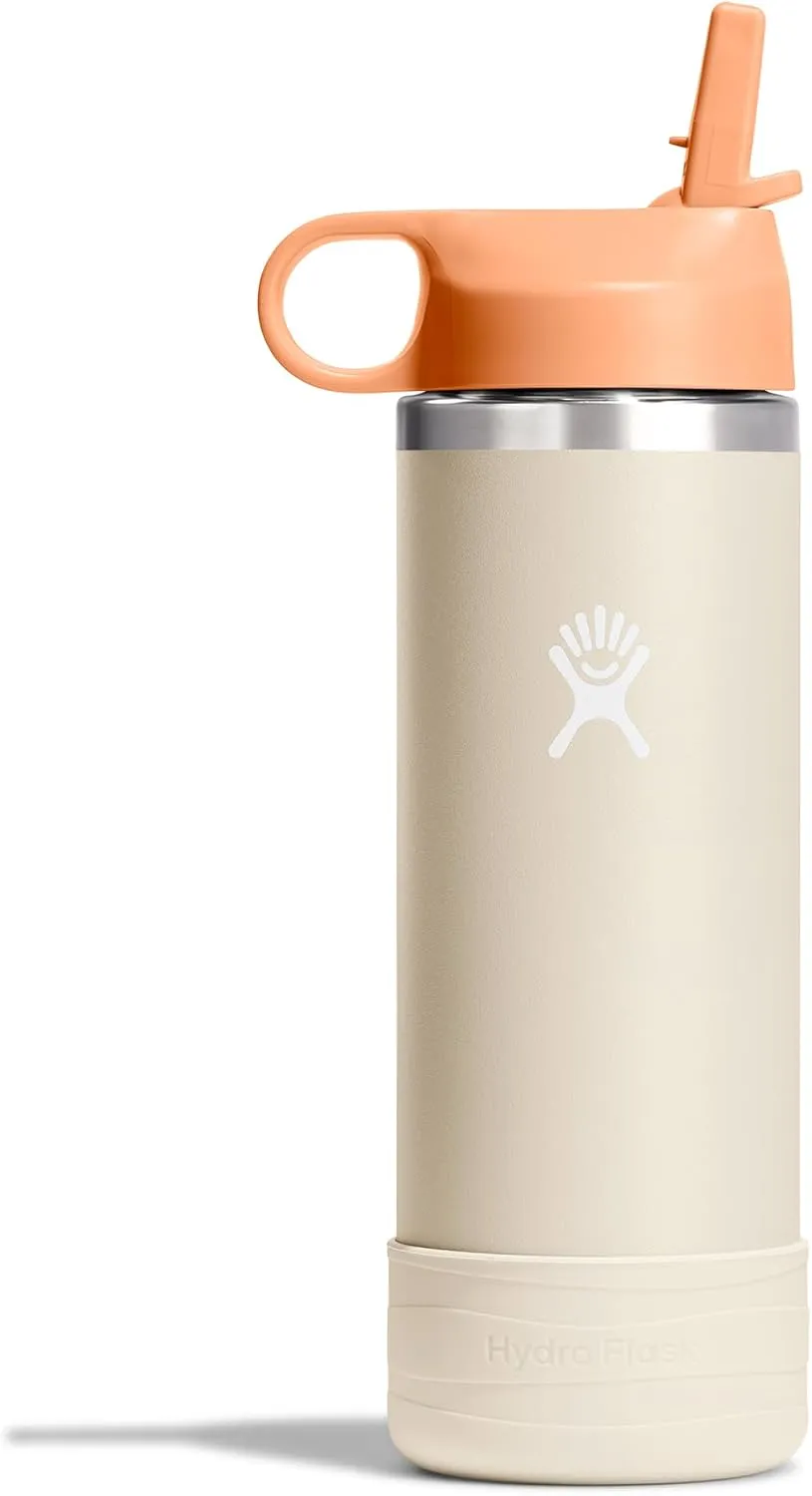 Hydro Flask Kids Water Bottle for School - Stainless Steel and Insulated with Straw Cap - 18 Oz Coconut