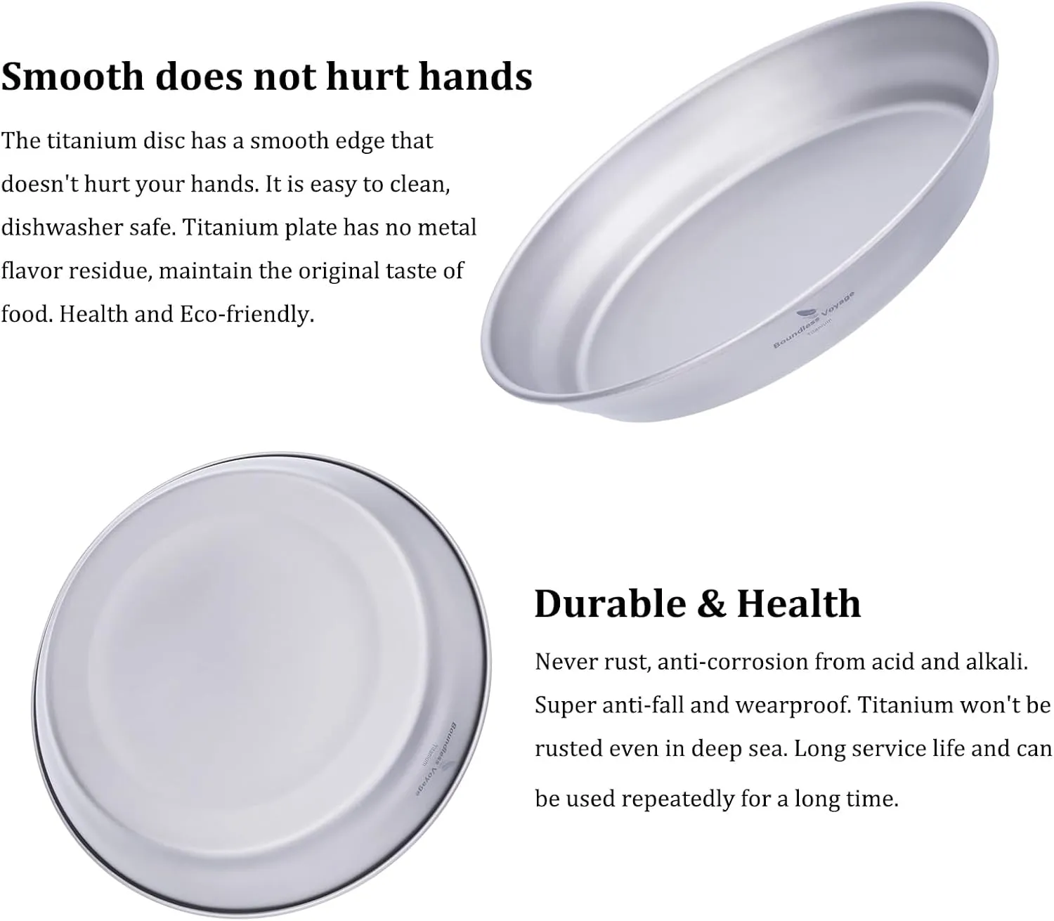 iBasingo 183mm Titanium Trek Plate Dishes Saucer Portable Kitchen Tableware Small Pan Ultralight for Outdoor Travel Backpacking Camping Hiking & Home Everyday Use Ti1109T