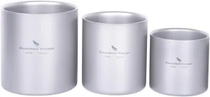 iBasingo Titanium Double-Walled Cups 180ml 300ml 450ml Ultralight Camping Tea Coffee Mug Cold Hot Insulated Drinking Mug Portable Tableware for Outdoor Travel Hiking Picnic Daily Used Ti3028930D