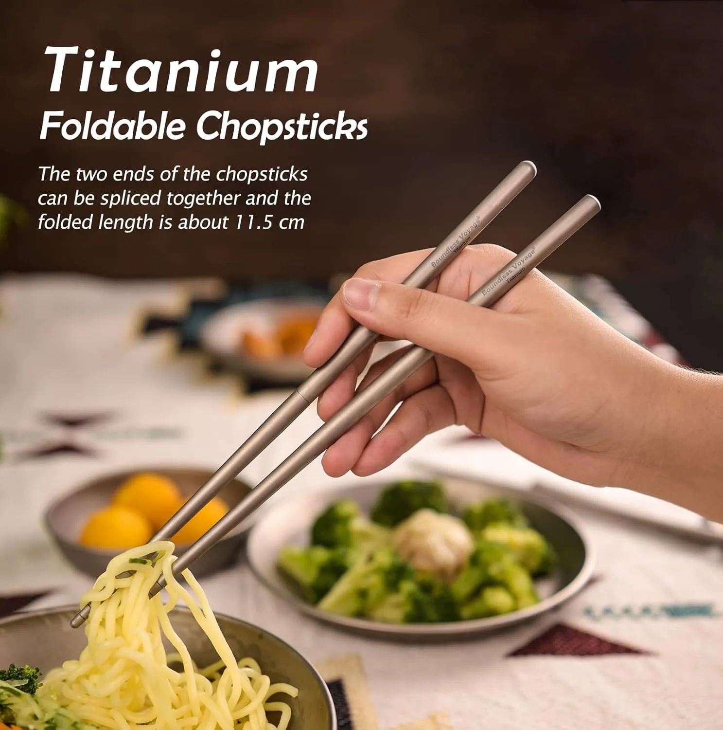 iBasingo Titanium Spork Spoon Fork Knife with Folding Handle Ultralight Dinnerware Utensils for Camping Outdoor Picnic Hiking Travel Home use