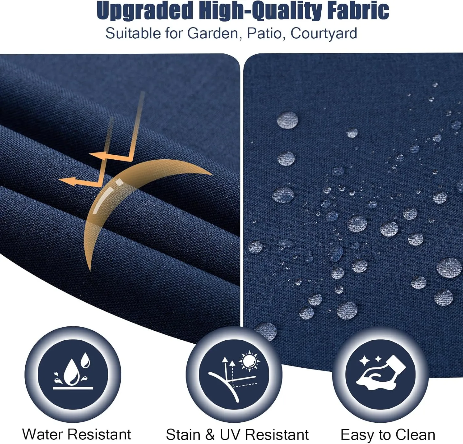 idee-home Outdoor Cushions for Patio Furniture, Outdoor Seat Cushion, Waterproof Couch Hampton Bay Deep Seat Replacement Chair Cushions for Garden Lawn Deck Backyard, 26.5 x 26.5 Navy Blue