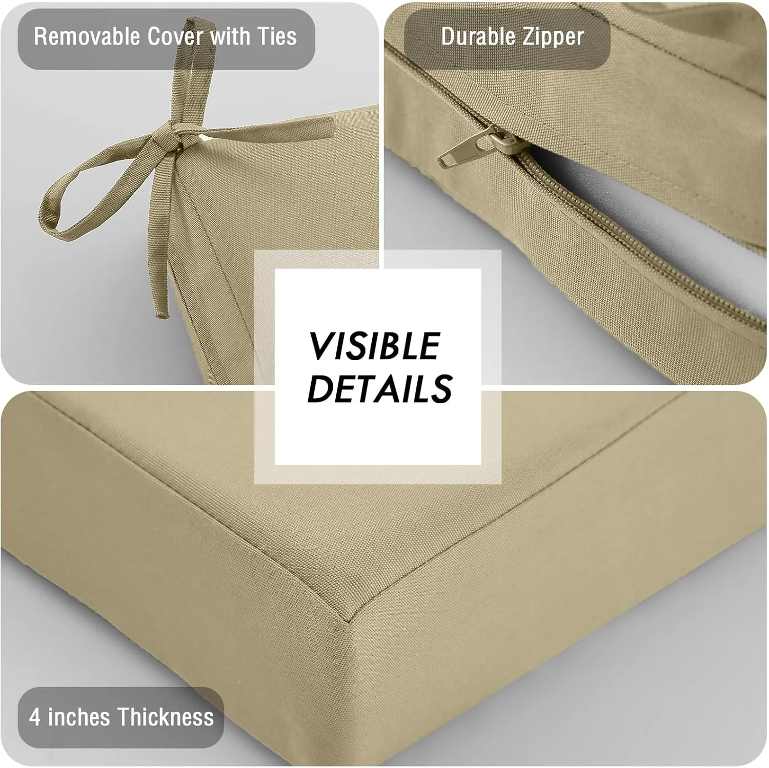 idee-home Outdoor Cushions for Patio Furniture, Outdoor Seat Cushions 28.5 x 28.5 Waterproof & Fade Resistant Couch Sofa Replacement Deep Couch Chair Cushion for Yard Garden Deck