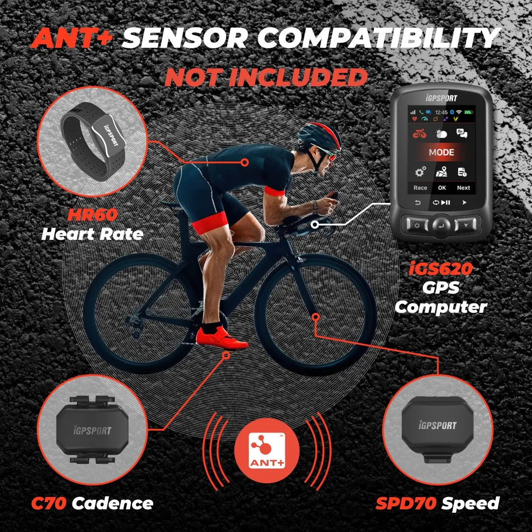 iGPSPORT iGS620 GPS Cycling Computer with Wearable4U Bundle