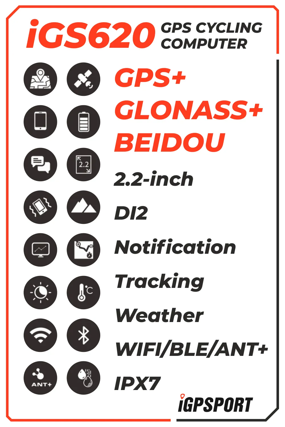 iGPSPORT iGS620 GPS Cycling Computer with Wearable4U Bundle