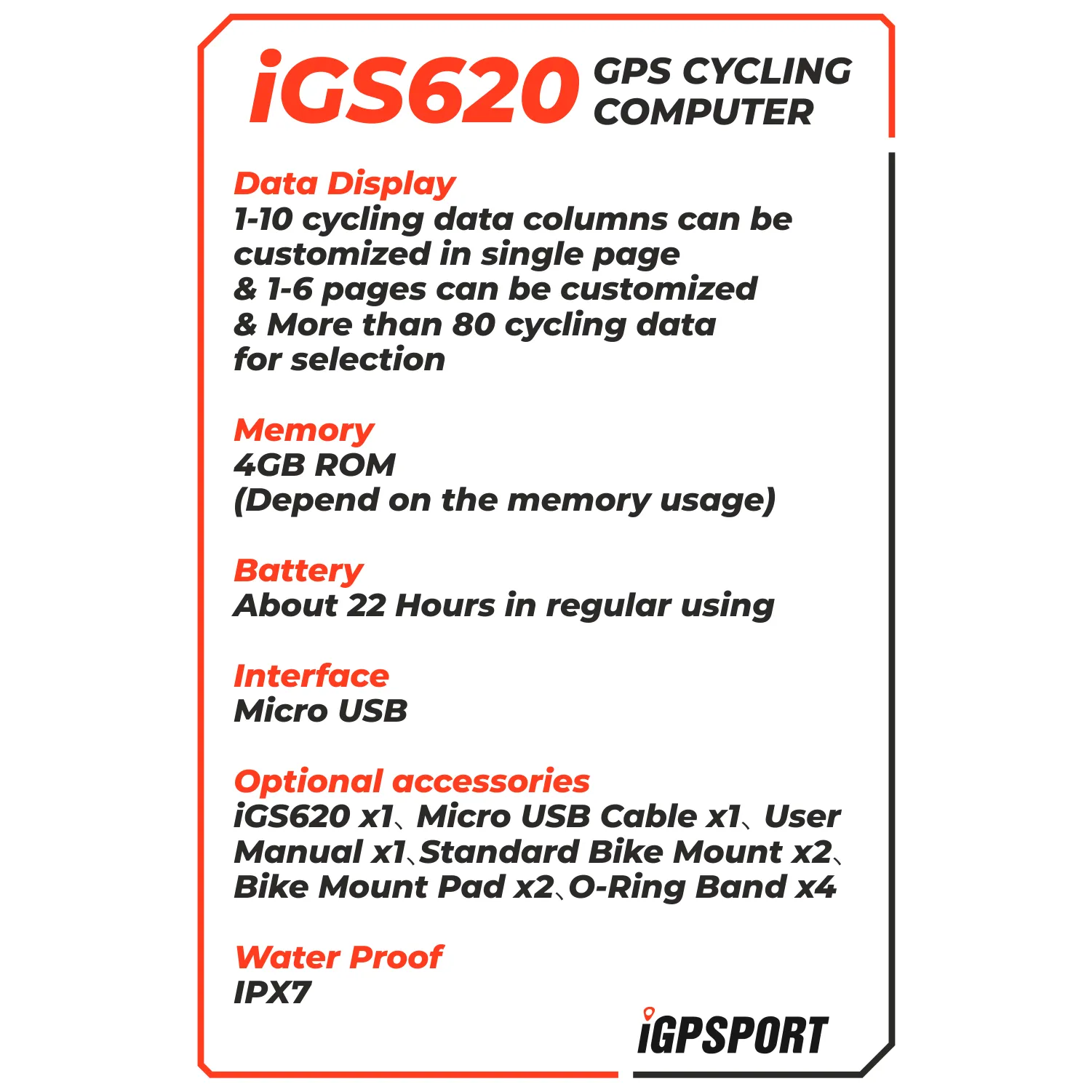 iGPSPORT iGS620 GPS Cycling Computer