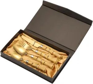 IMIKEYA Stainless Steel Tableware Cutlery Set 4 Piece Set Elegant Gold Silverware for Parties