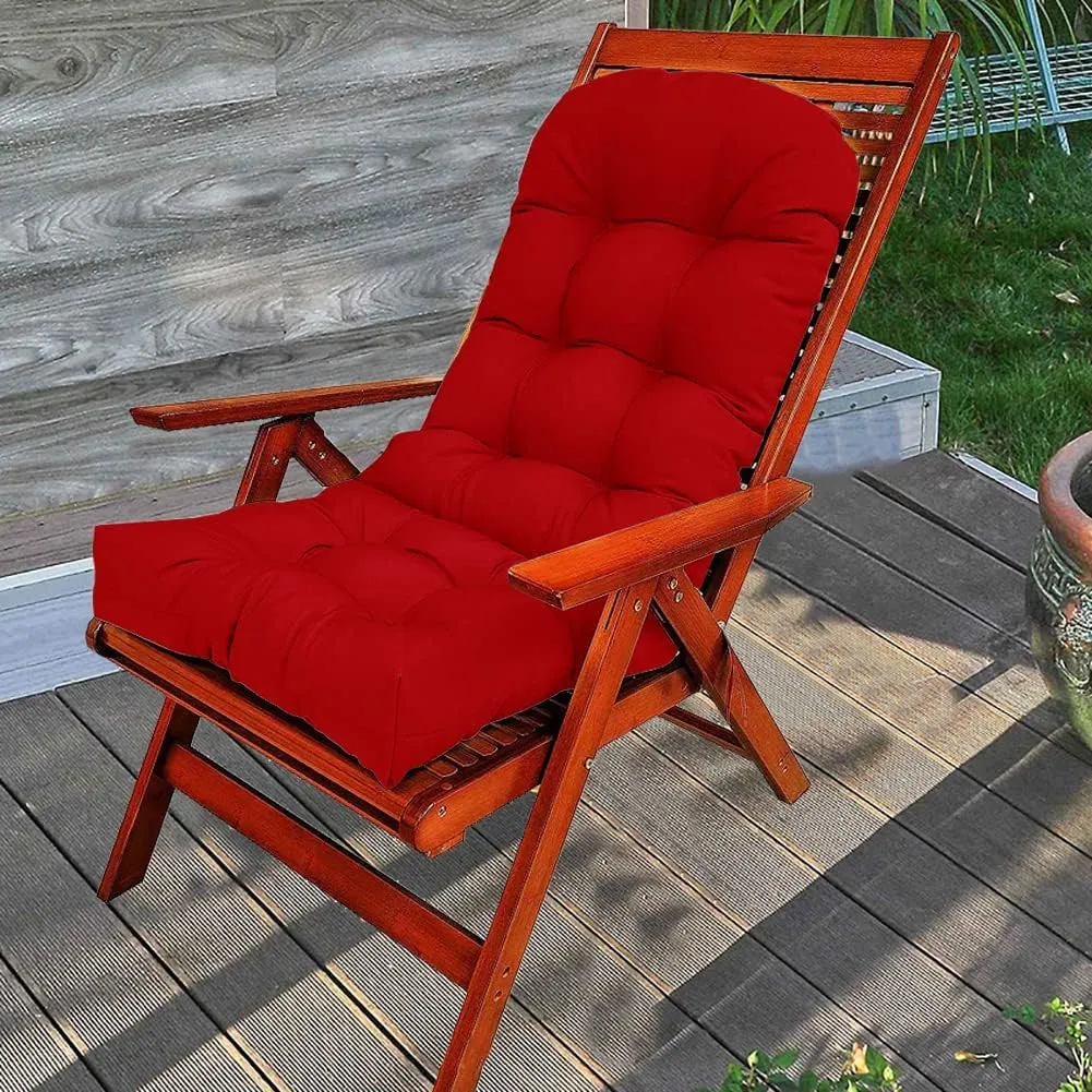 Indoor/Outdoor Rocking Chair Cushion Waterproof 43.3×19.7in-All Weather Patio&High Back Chair Cushions with Ties,Thicken Outdoor Garden Furniture Chair Pads Replacement (Burgundy)