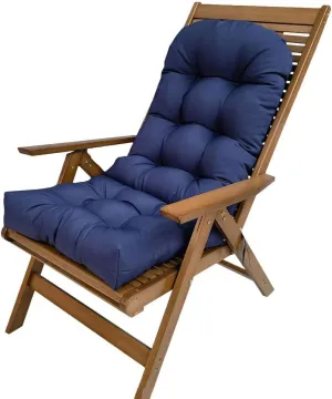 Indoor/Outdoor Rocking Chair Cushion Waterproof 43.3×19.7in-All Weather Patio&High Back Chair Cushions with Ties,Thicken Outdoor Garden Furniture Chair Pads Replacement (Navy)