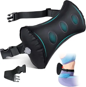Inflatable Lumbar Pillow for Airplane Travel Lumbar Support Pillow for Car, Office Chair Back Support Office Chair Back Support for Reducing Lower Back Pain (Black)