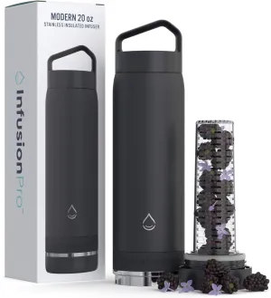Infusion Pro Fruit Infuser Water Bottle - Vacuum Insulated (20 oz) Stainless Steel : Fruit Infusion Recipe eBook : Bottom Loading for More Flavor : Easy Cleaning : Great Gift