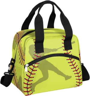Insulated Lunch Bag for Women Men Yellow Baseball Sport Softball Lunch Box Reusable Lunch Cooler Bag Large Lunch Tote Bag for Work Picnic Travel School