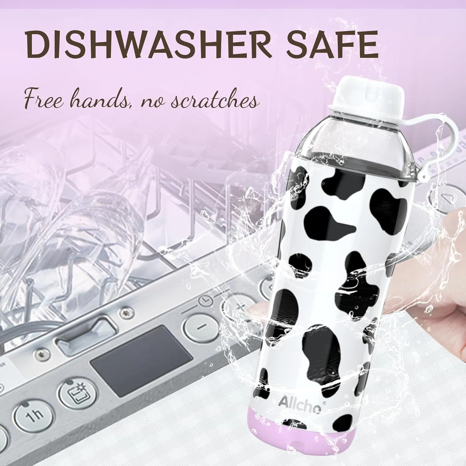 Insulated Water Bottle for Women, 18 oz Stainless Steel Water Bottles, Double Walled, 2 Lids (Chug & Tumbler) - Hydrate & Caffeinate, Gifts