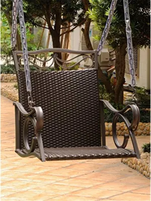 International Caravan Valencia Resin Wicker Porch Swing Chocolate