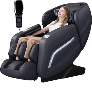 iRest A306 Massage Chair, Full Body Zero Gravity Recliner with AI Voice Control, SL Track, Bluetooth, Yoga Stretching, Foot Rollers, Airbags, Heating (Black)