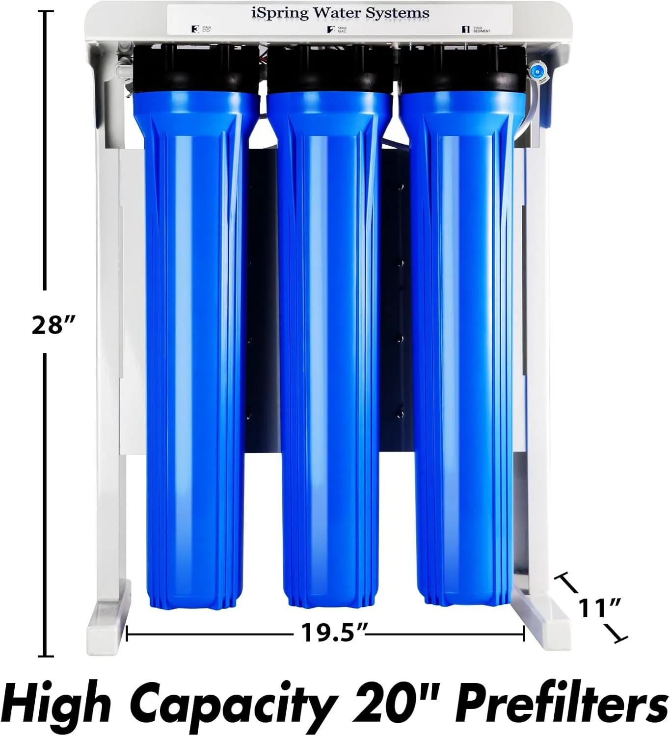 iSpring RCB3P Tankless Reverse Osmosis RO Water Filtration System, 300 GPD RO System, Reduces TDS, 1.5:1 Pure to Drain, Booster Pump & Pressure Gauge for Residential & Light Commercial Use