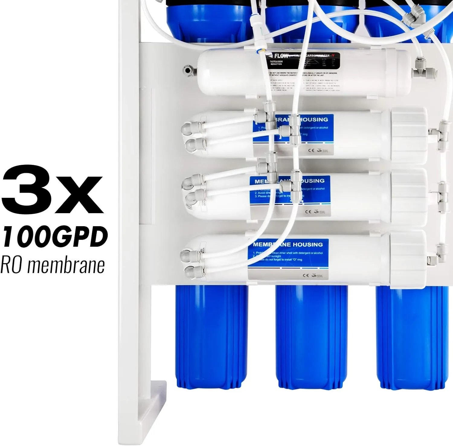 iSpring RCB3P Tankless Reverse Osmosis RO Water Filtration System, 300 GPD RO System, Reduces TDS, 1.5:1 Pure to Drain, Booster Pump & Pressure Gauge for Residential & Light Commercial Use
