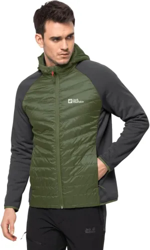 Jack Wolfskin Mens Routeberg Pro Hybrid Hooded Jacket - Greenwood - L