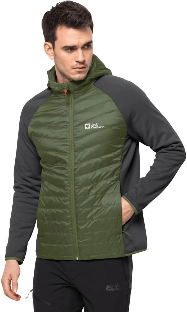 Jack Wolfskin Mens Routeberg Pro Hybrid Hooded Jacket - Greenwood - L