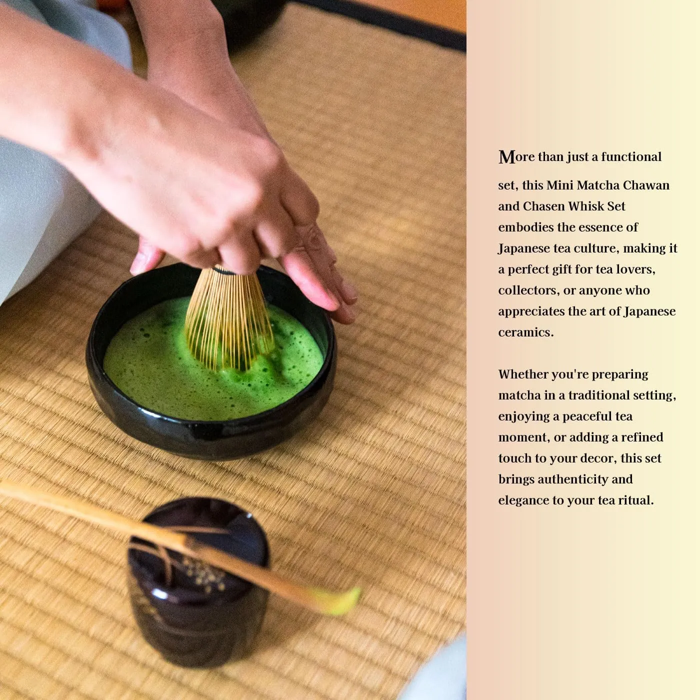 Japanese Traditional Mino Ware Handcrafted Mini Matcha Chawan Tea Bowl Cup Set With Chasen Bamboo Tea Whisk Ceremony Tableware Pottery (Tenmoku Sakura)