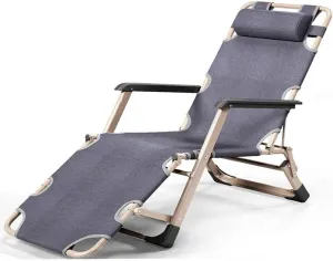 JATIBOSH Deck Chair Recliners Folding Recliner Portable Reclining Sun Lounger Portable Outdoor Camping Chair-Grey Pearl Pad-Gray