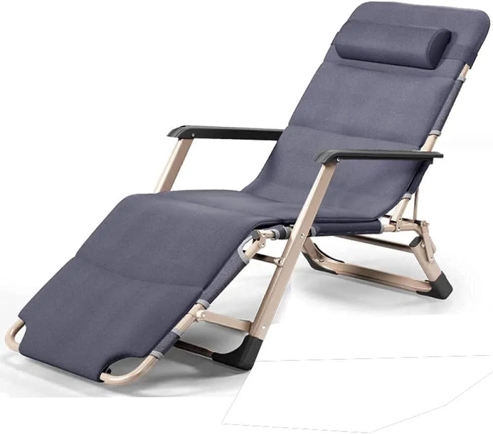 JATIBOSH Deck Chair Recliners Folding Recliner Portable Reclining Sun Lounger Portable Outdoor Camping Chair-Grey Pearl Pad-Gray