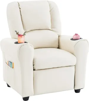 JC HOME Candy Kids Reclining Chair Leather Recliner Sofa Push Back Toddler Youth Children Child Ages 1-6