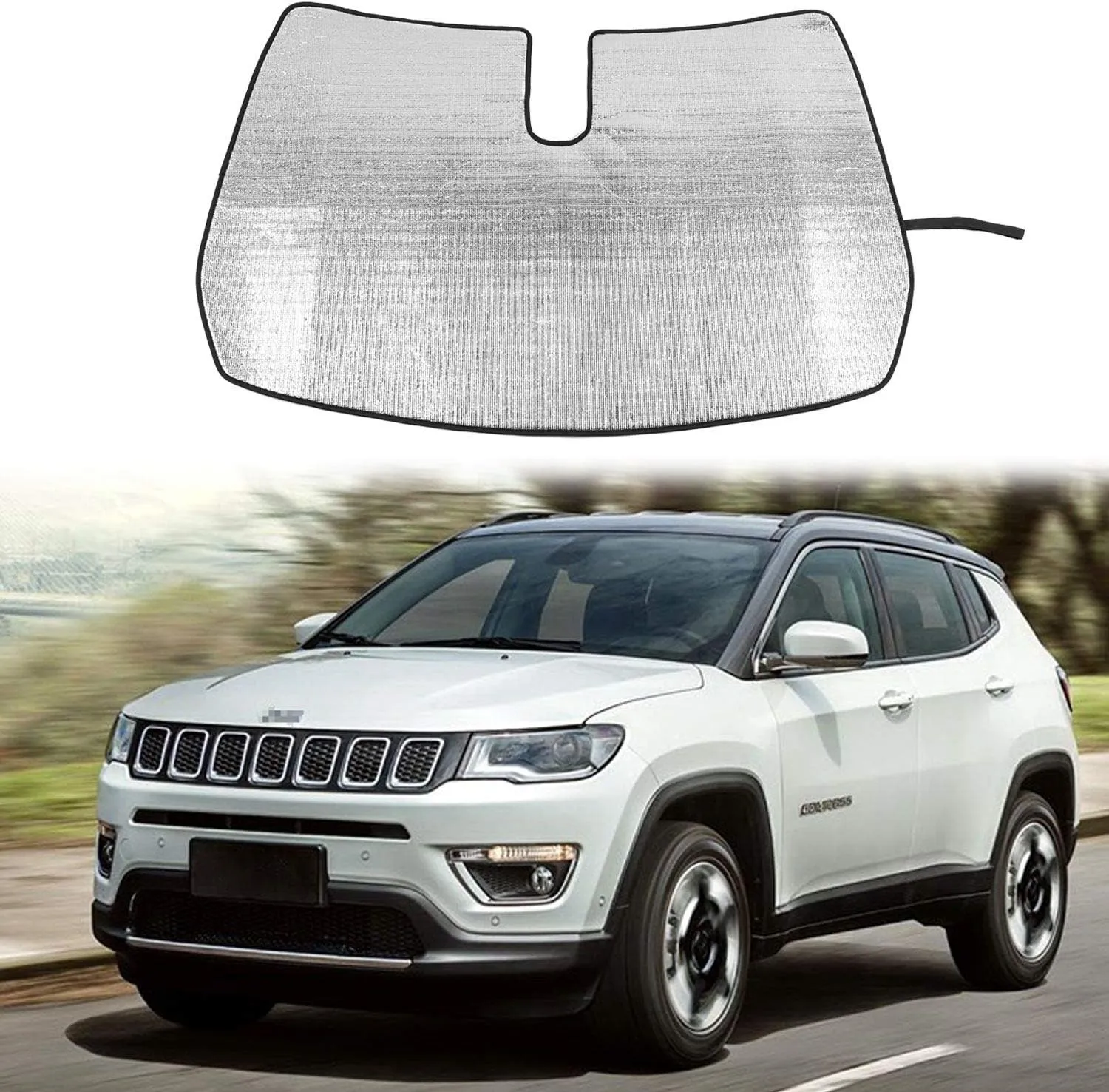 JeCar Windshield Sunshade for Jeep Compass 2017 2018 2019 2020 Front Window Sun Shade Foldable Sun Visor