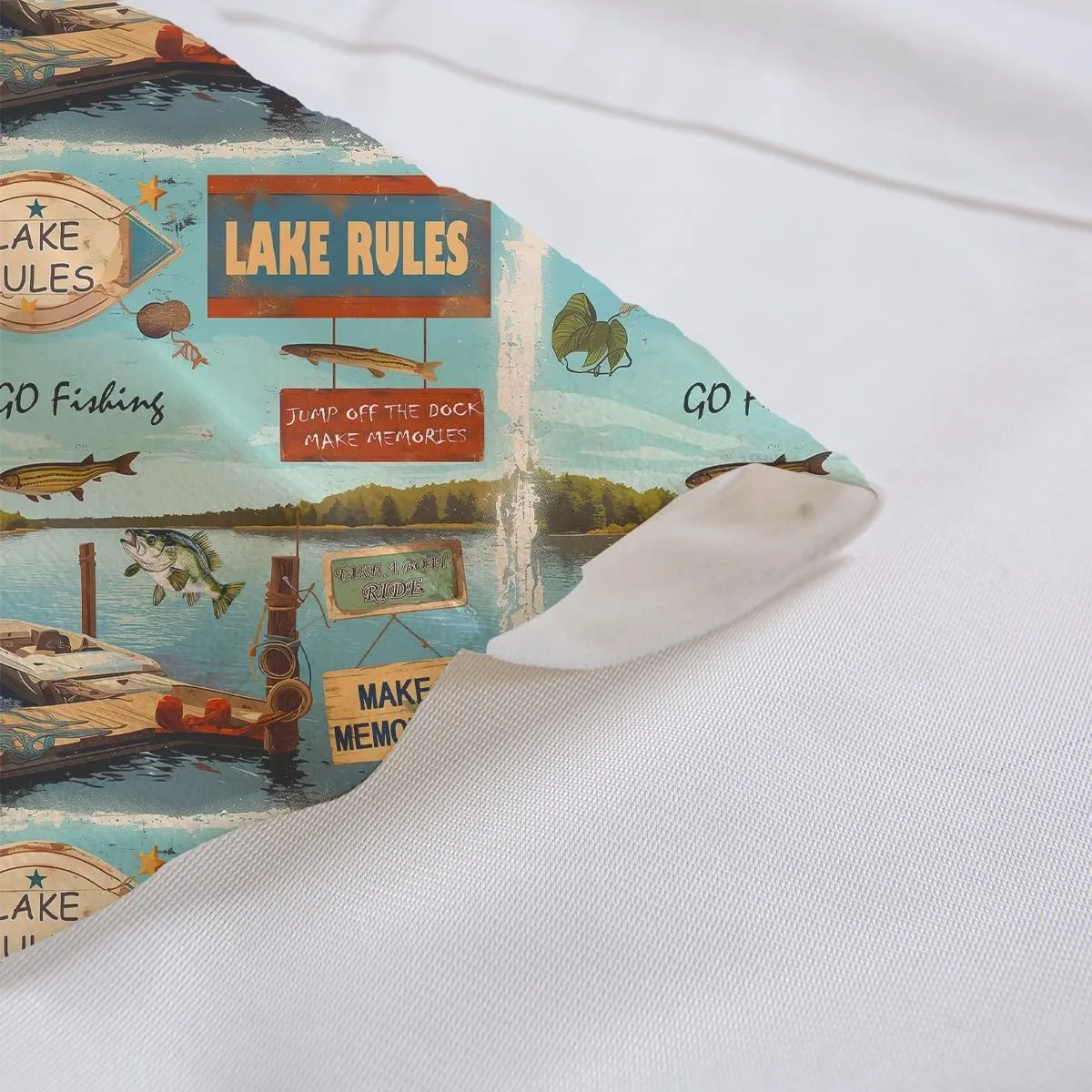 jejeloiu Lake Valance Curtains for Living Room Bedroom Bathroom 1 Panel 52"x18" Kids Lakeside Pike Fish Boat Kitchen Valances for Boys Girls Teens Fishing Window Treatment Natural Scenery