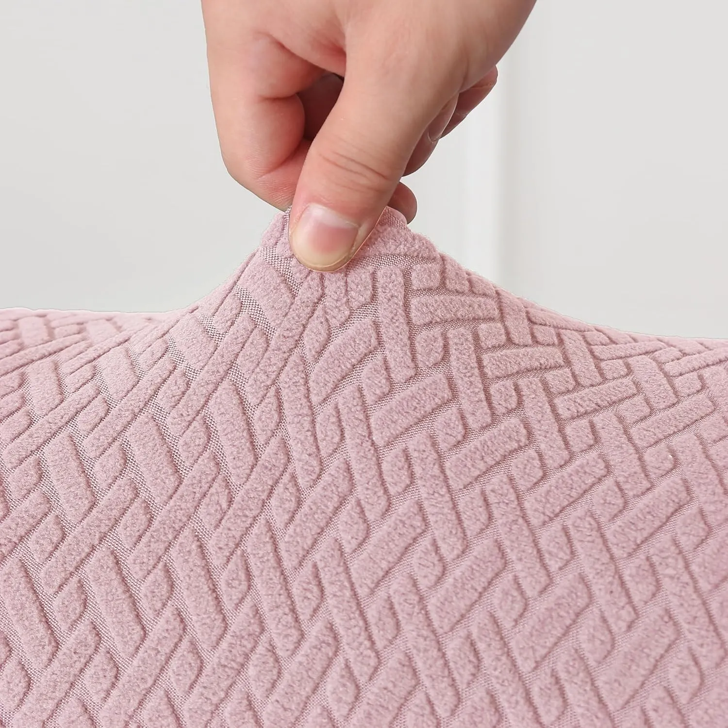 JIAN YA NA Armless Accent Chair Cover, Stretch Armless Chair Slipcover Spandex Armless Chair Covers Slipper Chair Slipcover Furniture Protector Covers for Living Room Bedroom(Knitted, Pink)