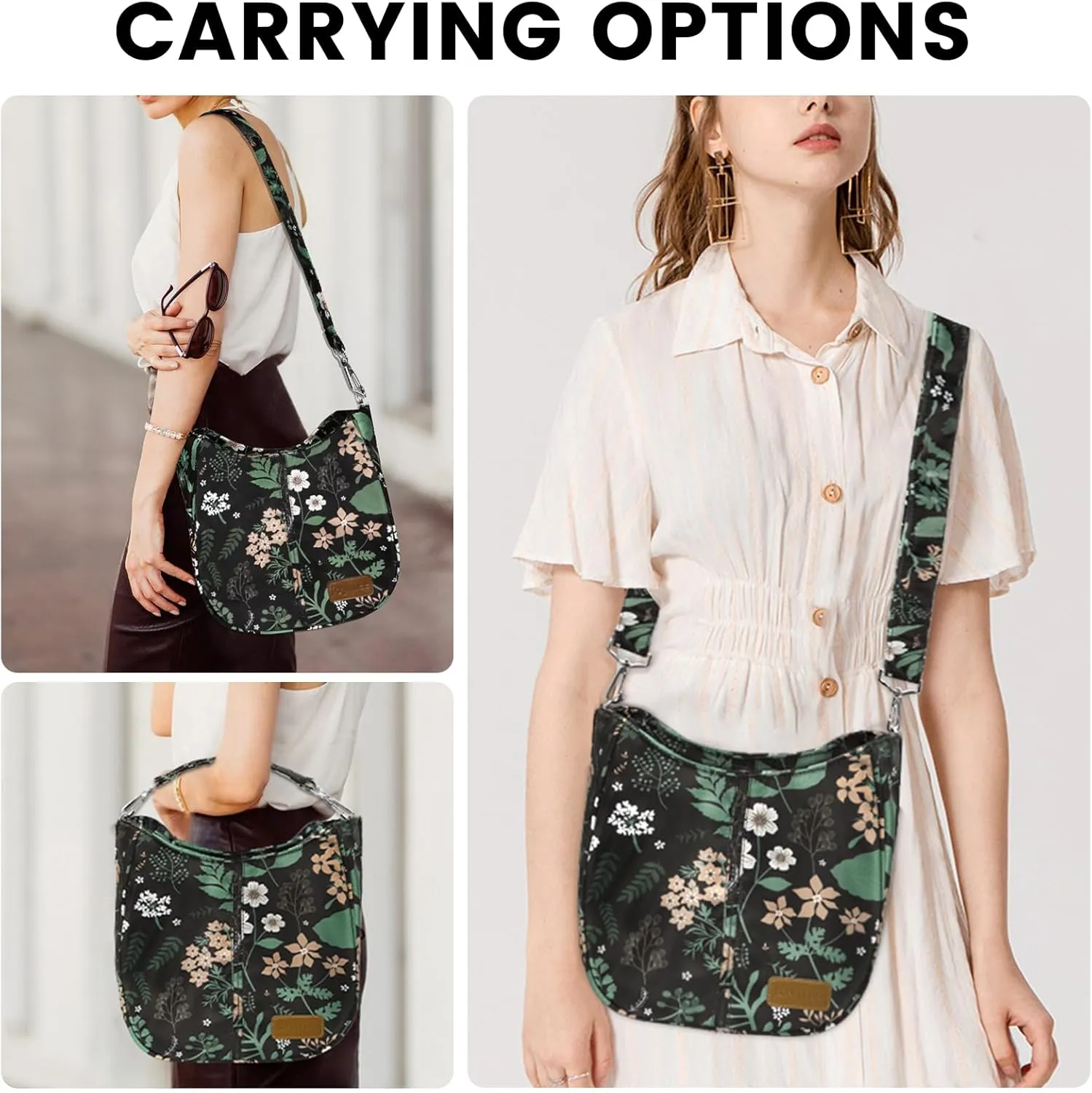 Joymee Lunch Bag for Women, Large Insulated Adult Lunch Box, Reusable Leakproof Cooler Tote Bag with Adjustable Shoulder Strap for Work Office Picnic Travel - Green Leaf
