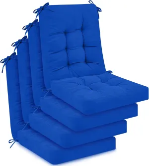 Juexica Outdoor Patio Chair Cushions Seat High Back Tufted Pillow Replacement Rocking Chair Cushions Pads for Patio Summer Seasonal Indoor Home Office(Royal Blue,4 Sets)
