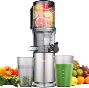 Juicer Machines,ORMEO HOME Cold Press Juicer with 5.0" Large Feed Chute,200W Slow Masticating Juicer Machine for Whole Fruit and Vegetables High Juice Yield,Easy to Clean(Updated)