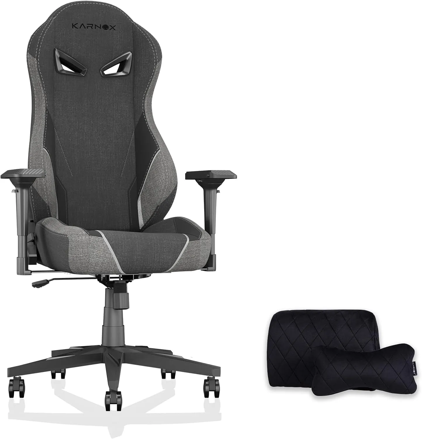 KARNOX Ergonomic Gaming Chair Fabric for Adults -,Game Chair High Back Big and Tall with Headrest and Lumbar Support,Racing Style Gaming Chair Cloth 155° Recline with Angle Lock,Dark Grey
