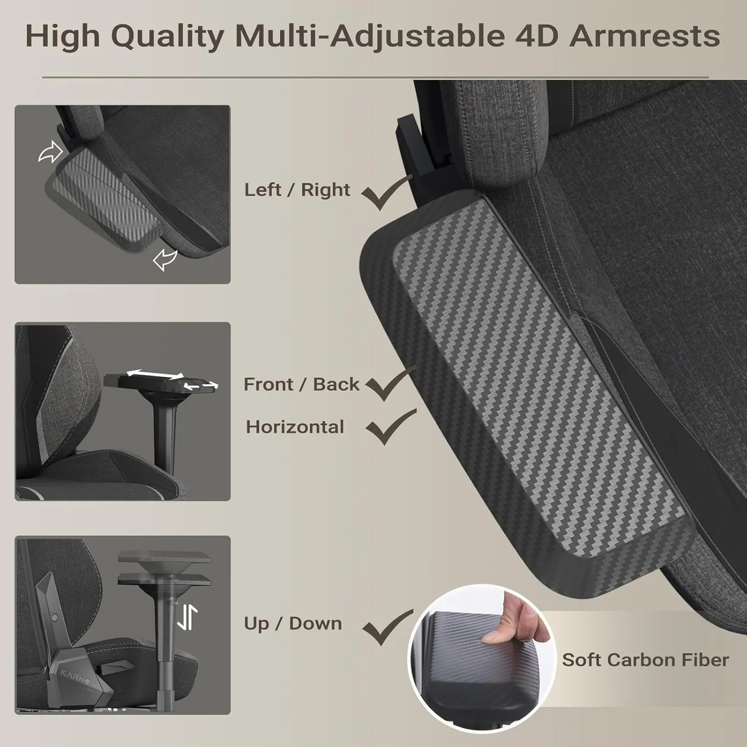 KARNOX Ergonomic Gaming Chair Fabric for Adults -,Game Chair High Back Big and Tall with Headrest and Lumbar Support,Racing Style Gaming Chair Cloth 155° Recline with Angle Lock,Dark Grey