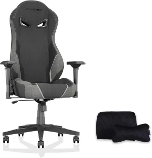 KARNOX Ergonomic Gaming Chair Fabric for Adults -,Game Chair High Back Big and Tall with Headrest and Lumbar Support,Racing Style Gaming Chair Cloth 155° Recline with Angle Lock,Dark Grey